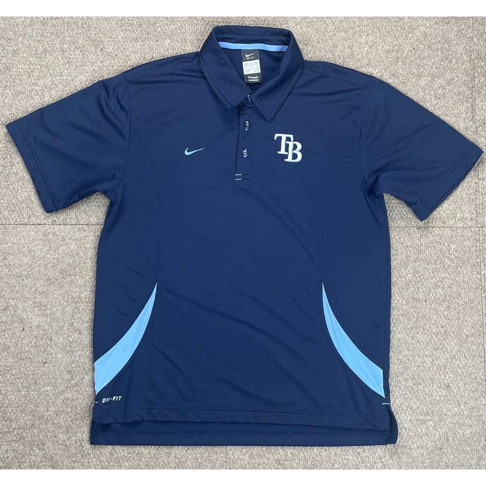 Nike Dri-Fit MLB‎ Authentic Tampa Bay Rays Blue Short Sleeve Polo Shirt Size M